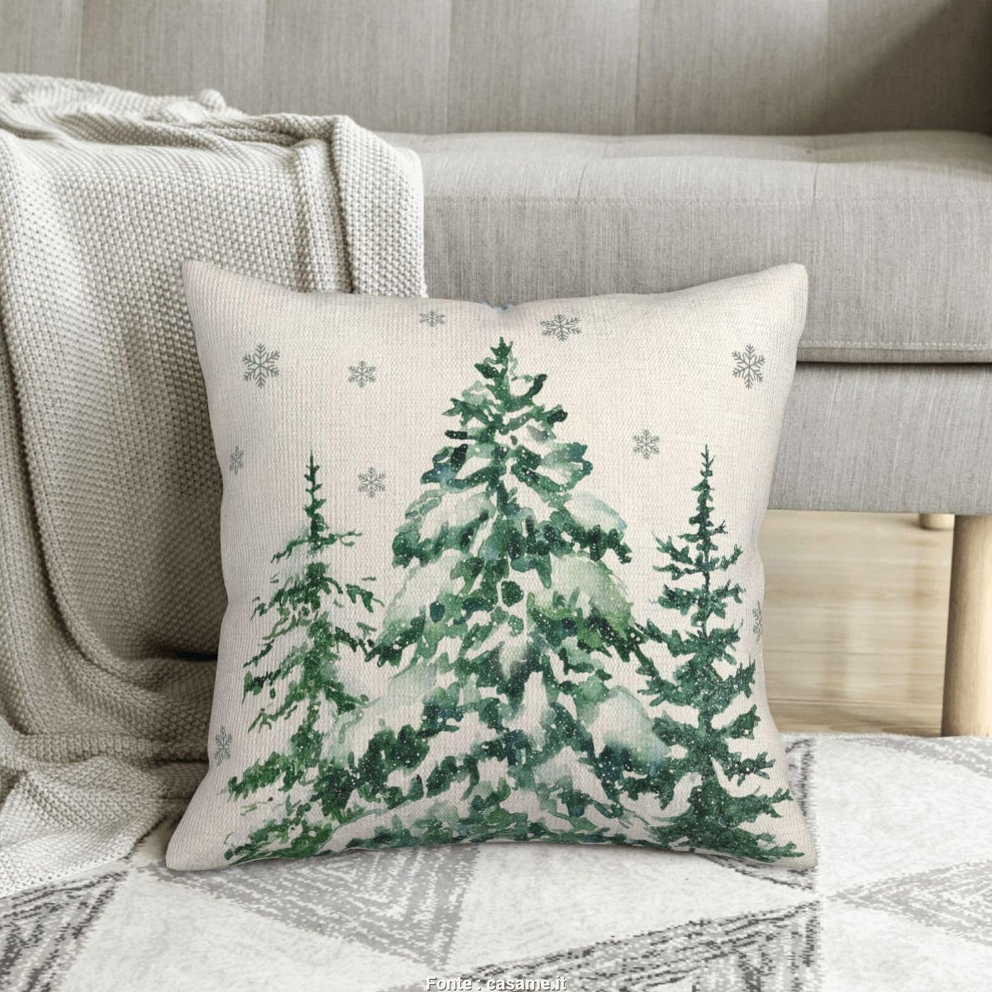 Sunshineyan Christmas Pillow Covers 18X18 Inch Set of 2 Forest Trees Christmas Decor Pillow Covers Green Throw Pillows Winter Christmas Cushion Cases Linen for Home Decor Sofa Couch Living Room