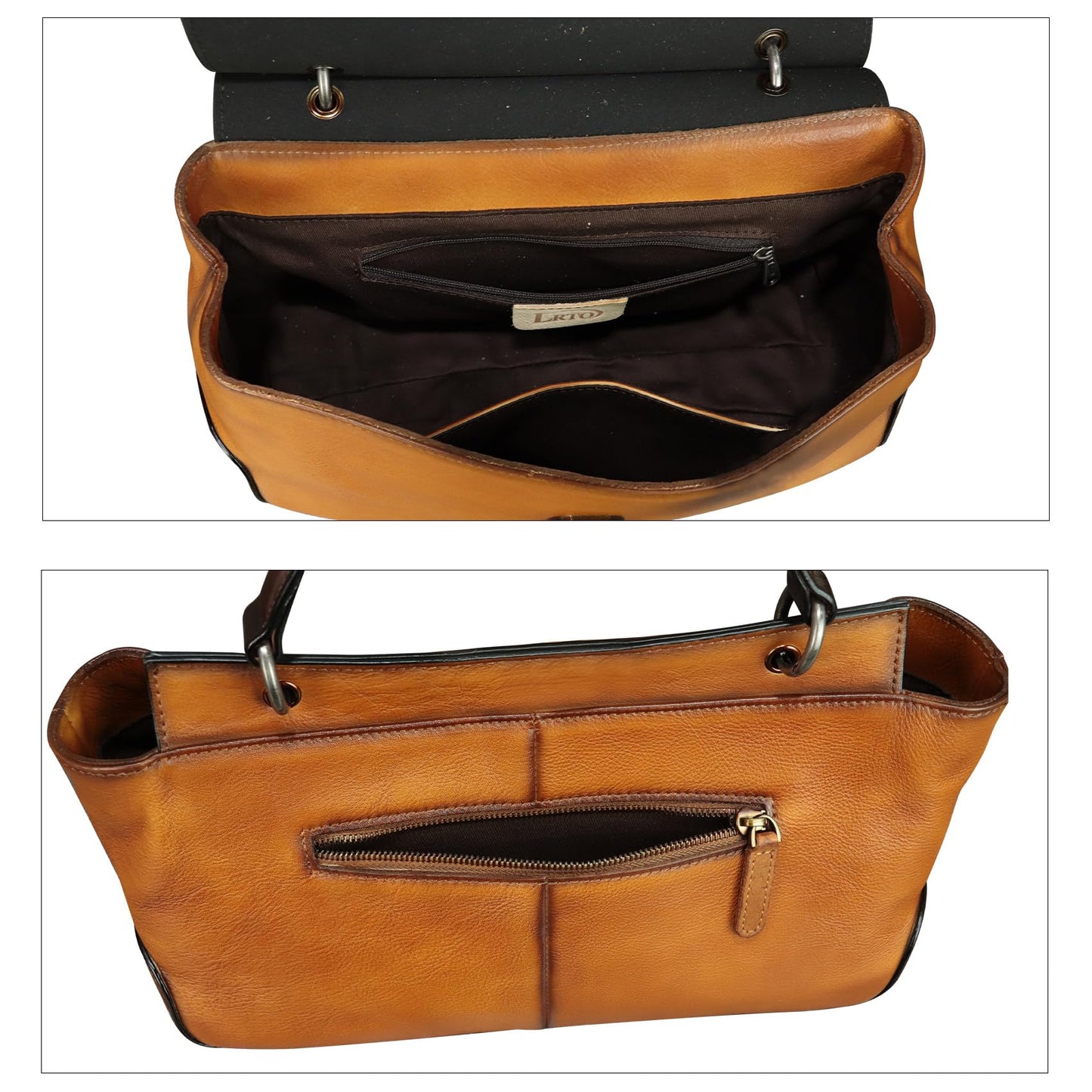 Genuine Leather Handbag Satchel for Women Retro Leather Crossbody Bag Pouch Vintage Ladies Handbag Purse (Brown-CF)