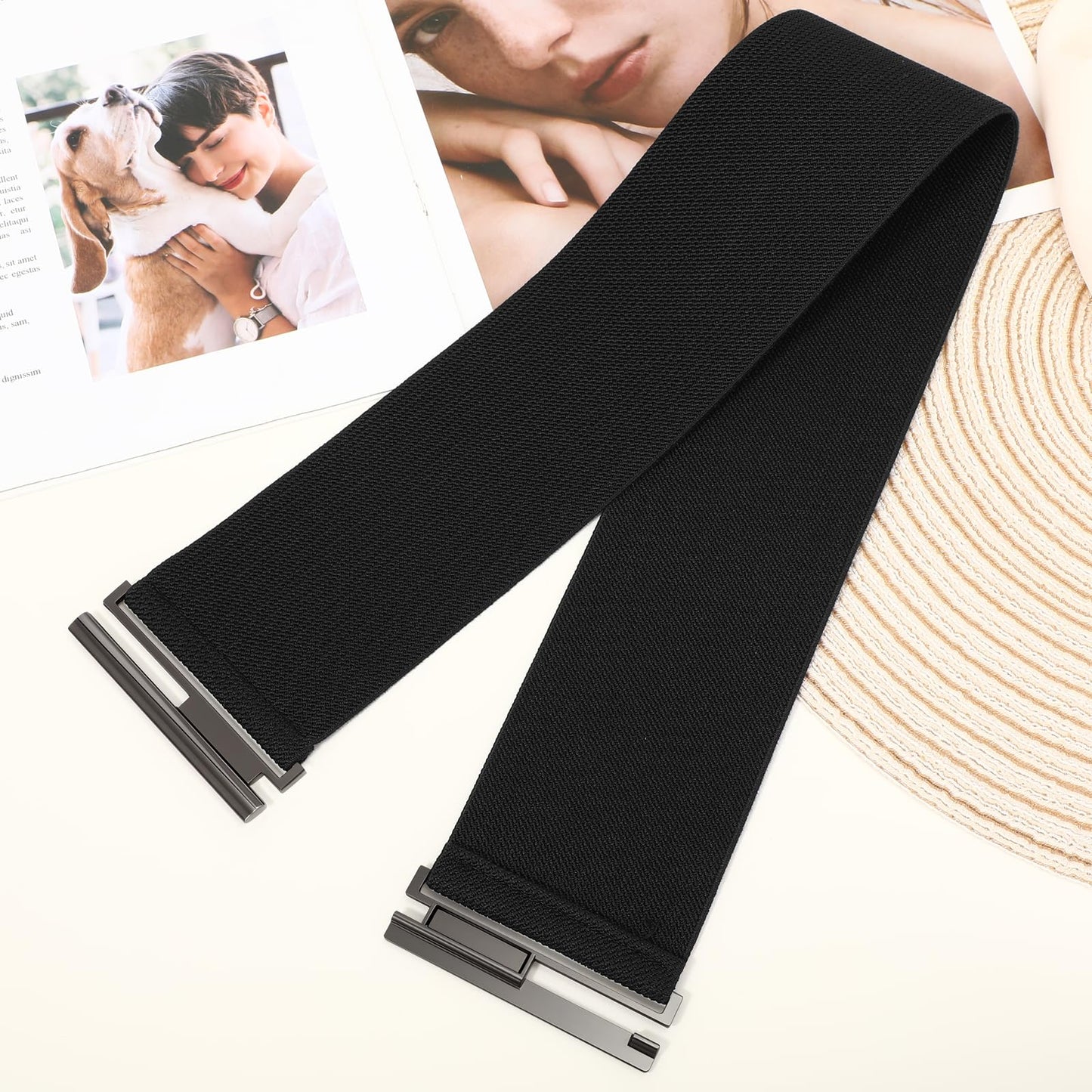 SANSTHS Women Wide Elastic Belts for Dresses Corset Waist Belts Ladies Cinch Belts Thick Stretchy Waistband,black,S