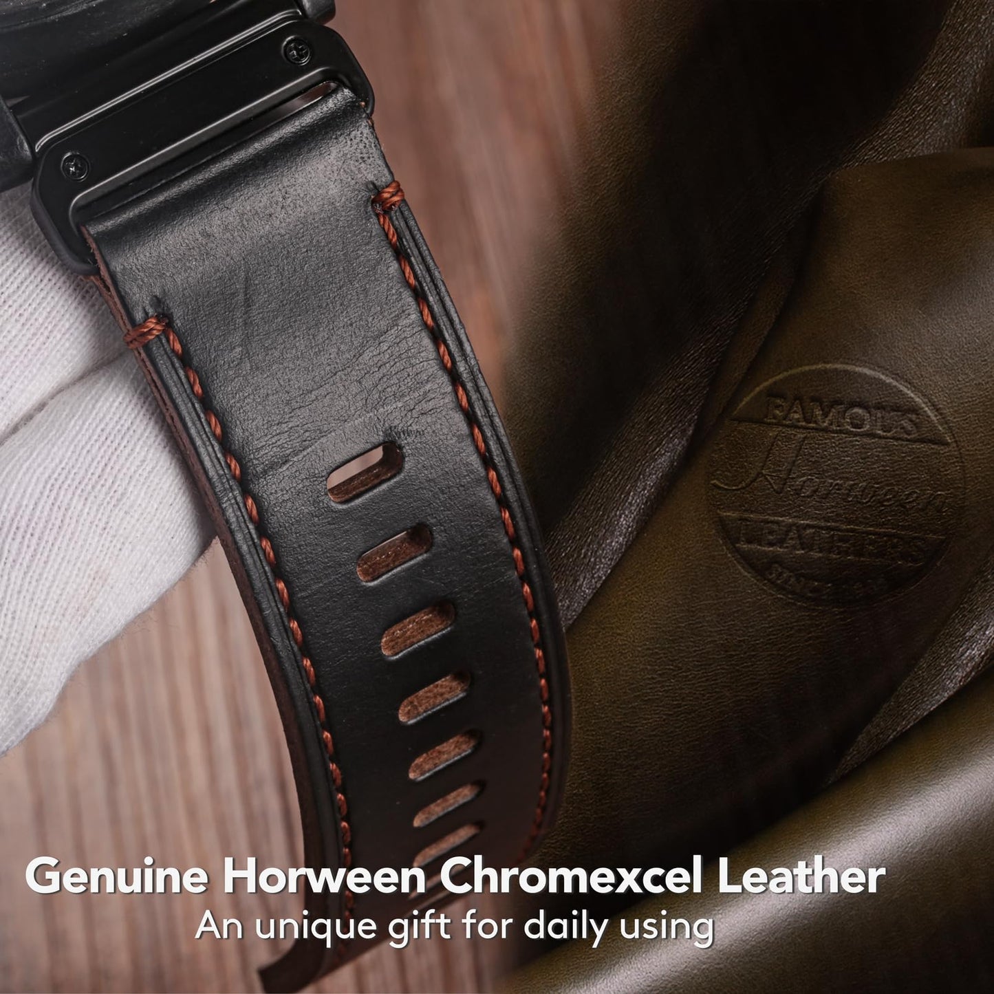 Garmin Fenix 8/7X/6X/5X Plus/3/HR/Descent MK1/D2 Delta PX/D2 Charlie Compatible Leather Watch Strap