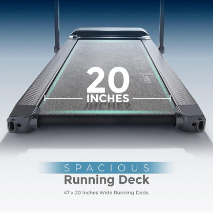 Sunny Health & Fitness Foldable Treadmill with Auto Incline and Shock Absorption, Smart Bluetooth for Home Walking Running, Digital Monitor Pulse Sensors, Compact Space Saving with SunnyFit App