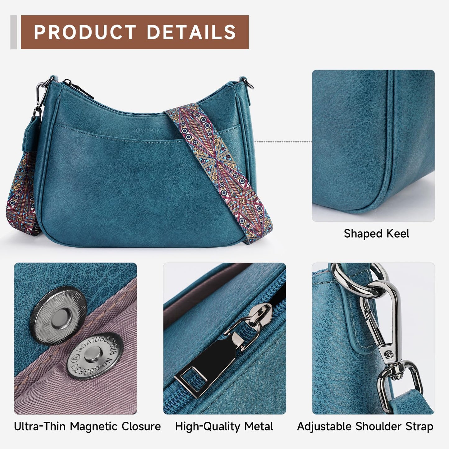APHISON Crossbody Bags for Women Trendy, Leather Crossbody purse with Adjustable Strap, Women's Crossbody Shoulder Handbags