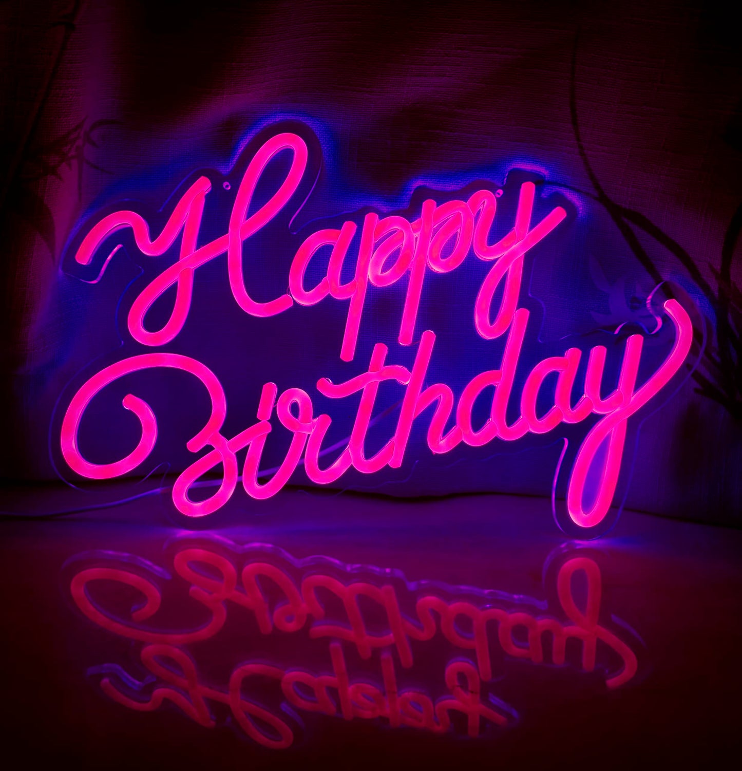 LiQi ™ ' HAPPY BIRTHDAY Neon Sign For Party Décor Bedroom Bar Wedding Home Kitchen Birthday Art Decoration Christmas Light Up Sign,led Neon Signs Wall Light Backdrop USB Powered, 16.5 * 12",Pink