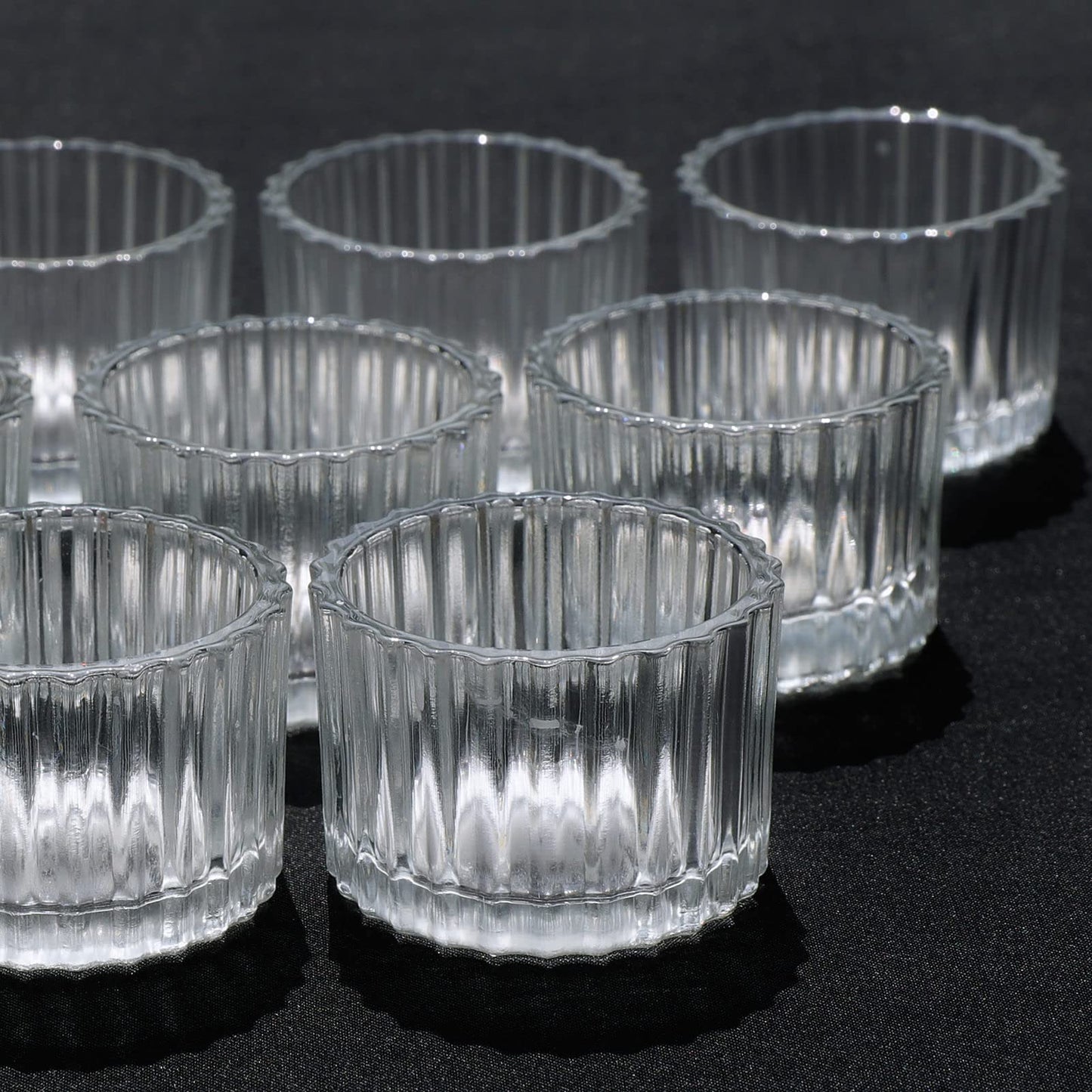 VOHO 36pcs Christmas Tea Lights Candle Holder, Clear Tealight Candle Holder for Gifts, Ribbed Glass Votive Candle Holders Centerpiece Table Decorations(2'' x 1.4'')