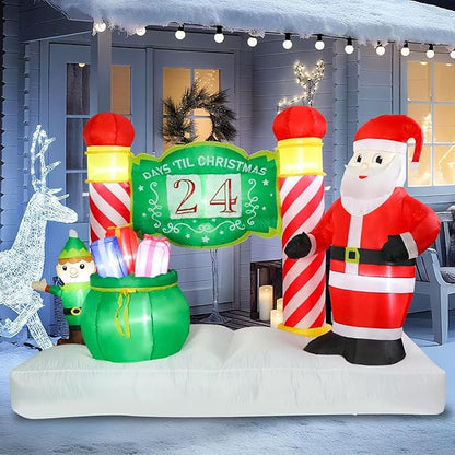 Vigdur 7FT Christmas Inflatable Sign – Lighted Advent Calendar Blow Up with Detachable Letters, Outdoor Santa Christmas Decorations for Yard, Lawn, Garden, Holiday Party & Home Décor