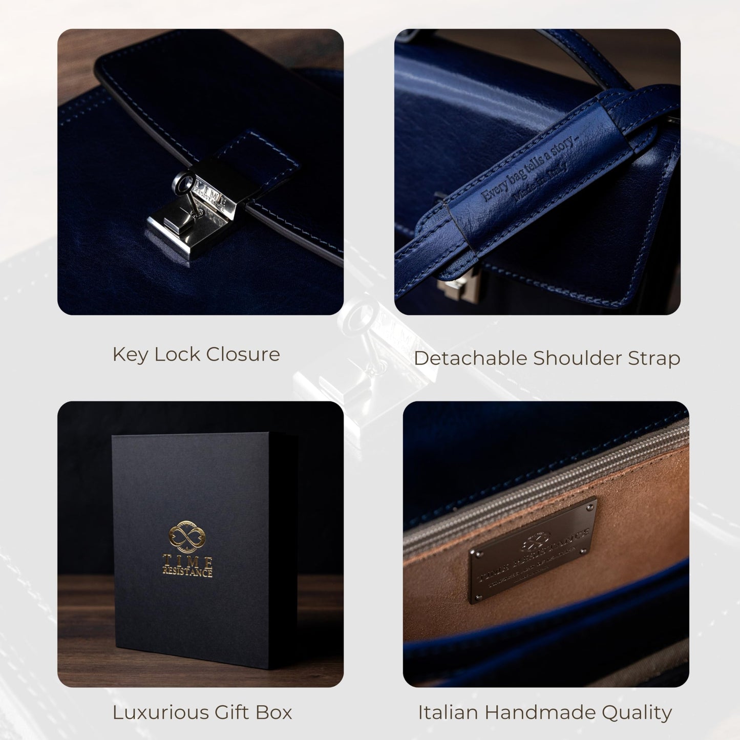 Time Resistance Small Leather Briefcase for Men - Crossbody Bag - Italian Leather Messenger Bag - Gift Box Included