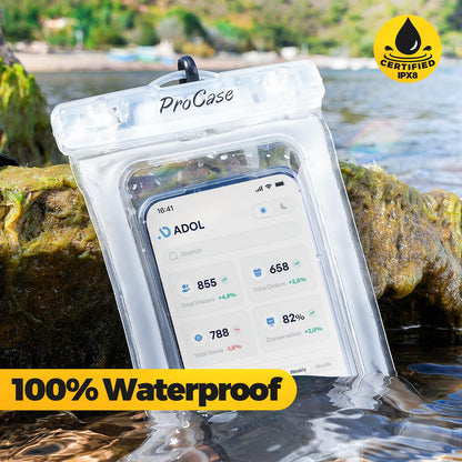 ProCase [Floatable] 2 Pack Floating Waterproof Phone Pouch Up to 7", IPX8 Underwater Phone Case Dry Bag for iPhone 16 15 14 13 12 11 Pro Max Xs Max XR X 8 7 Plus SE/Galaxy S24 S23 S22 -Clear