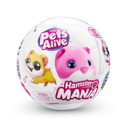 Pets Alive Hamstermania (Pink) by ZURU Hamster, Electronic Pet, 20+ Sounds Interactive, Hamster Ball Toy for Girls and Children