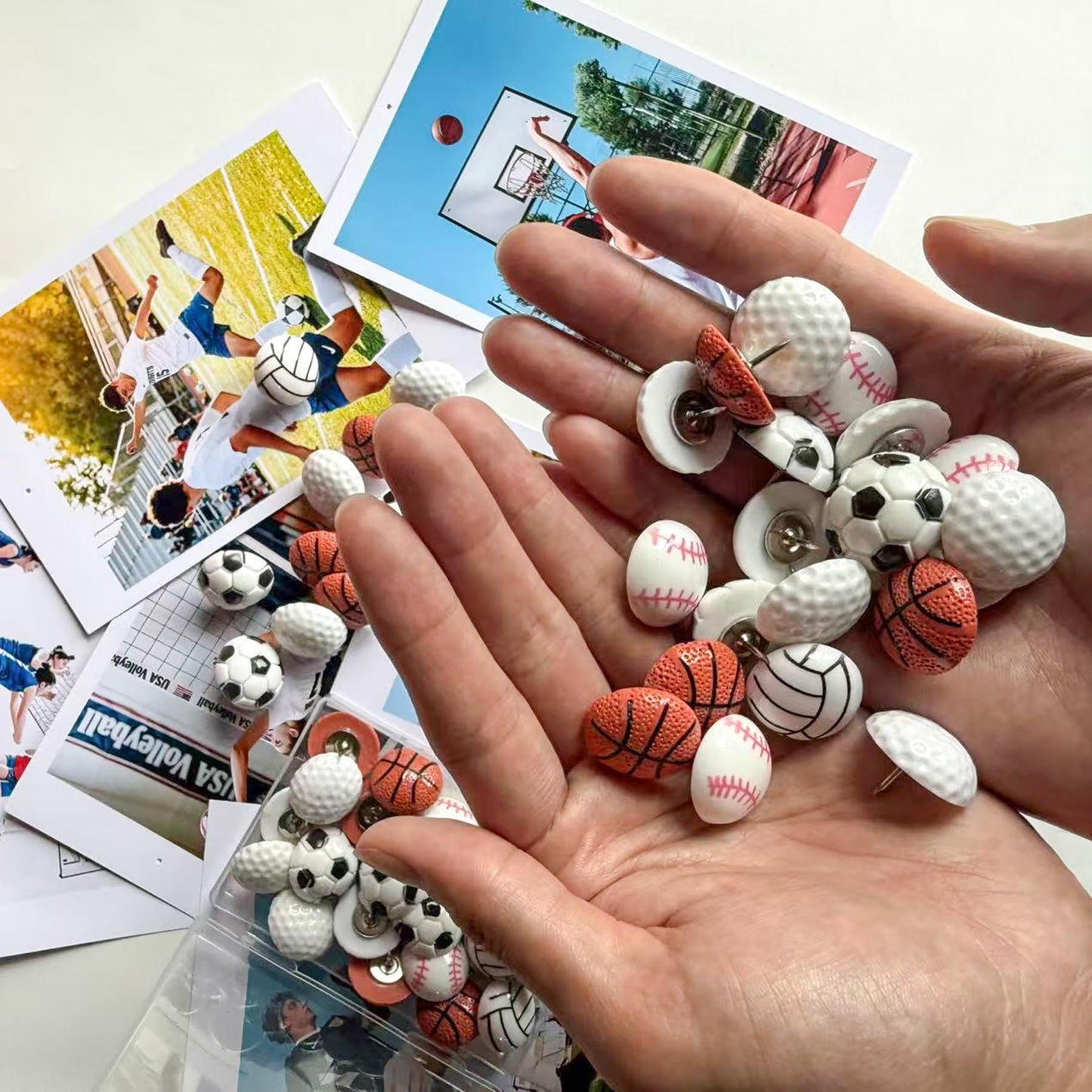 Push Pins for Wall,25Pcs Sports Decorative Push Pins, Thumb Tacks for Bulletin Board, Photos Wall & Maps, Desk Decor for School Offices (Volleyball)