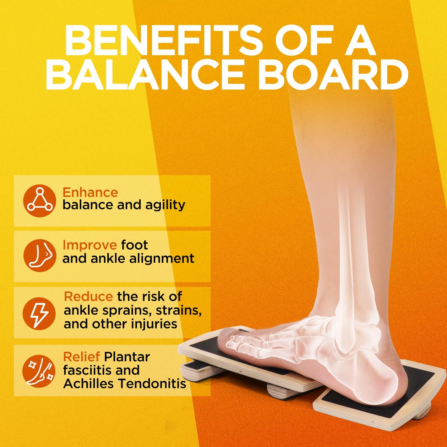 Ankle Balance Board Foot Strengthener Trainer for Sprained Ankle, Stability Exercises, Physical Therapy, Plantar Fasciitis Relief, Posture Correction, Balance Training, Anti Slip Wobble Board