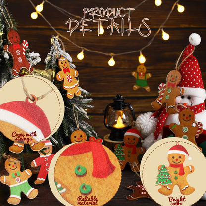 Ferraycle 36 Pcs Gingerbread Christmas Ornaments Christmas Tree Decorations 3 Inch Decorations Wooden Hanging Ornaments for Xmas Tree Home Kitchen Holiday Party Decor(Classic Style,Red)