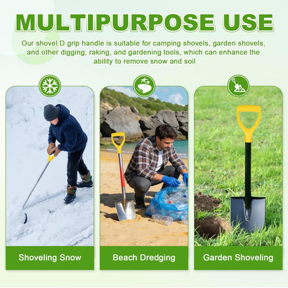 M METERXITY 1-Pack Shovel D Grip Handle, 32mm/ 1.26 Inch Inside Diameter Plastic D Shaped Grip Shovel Handle Replacement for Digging Raking Tools [Yellow]