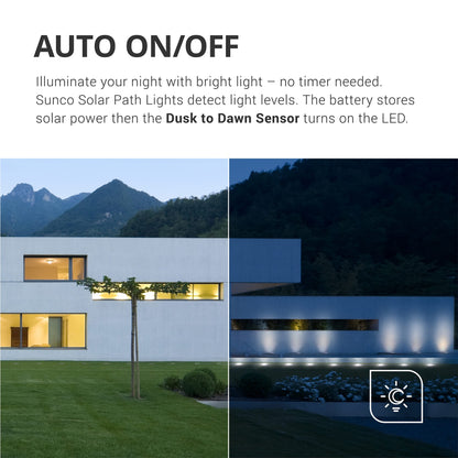 Sunco 12 Pack Solar Lights Outdoor Garden LED, Waterproof Landscape Pathway Light Fixture, Dusk to Dawn, Yard Patio Ground Lights, Deck, Cross Spike Stake, 7000K Diamond White.