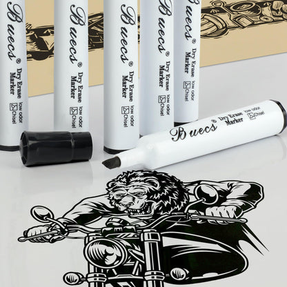 Buecs Black Dry Erase Markers, Low-Odor, 80 Count, Chisel tip, Perfect for Writing on Whiteboards, Dry-Erase Boards, Glass, Office Supplies