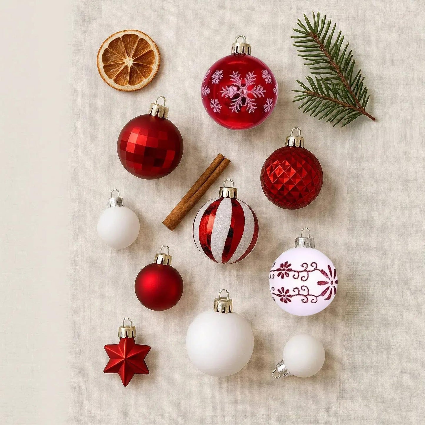 Zhticisic 44Pcs Plastic Christmas Tree Decorations Set,Shatterproof Hanging Xmas Ball Decorations for Holiday Decor(Red White)