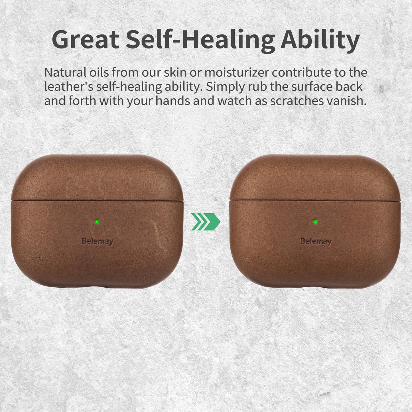 Belemay Handcrafted Crazy Horse Leather Case for AirPods Pro 3rd Gen (2025), Vintage Aesthetic, Two-Tone Effect, Unique Patina, Compatible with MagSafe, Compatible with Airpods Pro 3, Vintage Brown