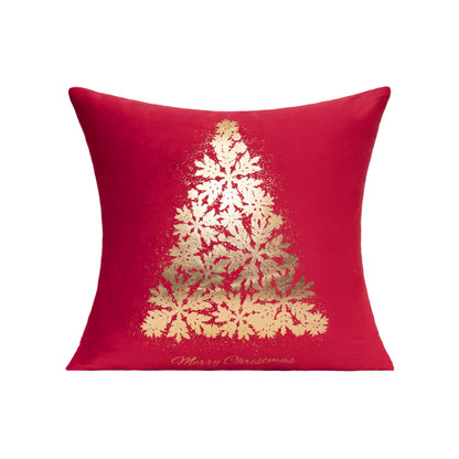 All Smiles Red Gold Christmas Decorations Throw Pillow Covers Cases 18X18 Set of 4 Turquoise Xmas Indoor Home Décor Ornaments Velvet Navidad Cushion for Sofa Couch Tree Snowflake