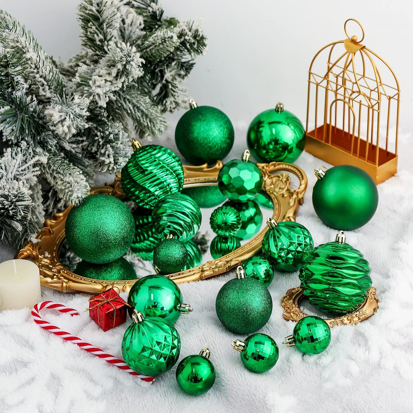XmasExp 60mm/2.36" Christmas Ball Ornaments Shatterproof Christmas Ornaments Set Decorations for Xmas Tree Balls - 24ct (2.36'', Green)