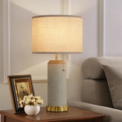 Boho Bedside Table Lamps Set of 2-22.4" Modern Nightstand Lamp for Bedroom Living Room, Vintage End Table Lamp with Linen Shade