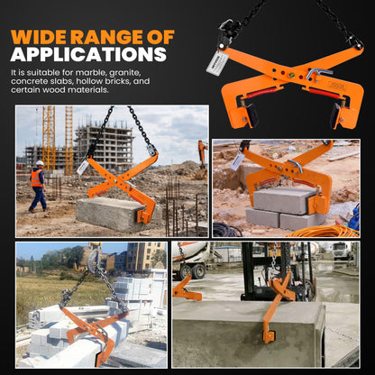 HEYVOZE 2646 lbs Granite Slab Lifting Clamp, Adjustable Range: 16.5"-42.5", Heavy Duty Stone Lifting Clamps for Carrying and Vertical Transport of Marble, Concrete Blocks, Slate Sheets, Curb Stones