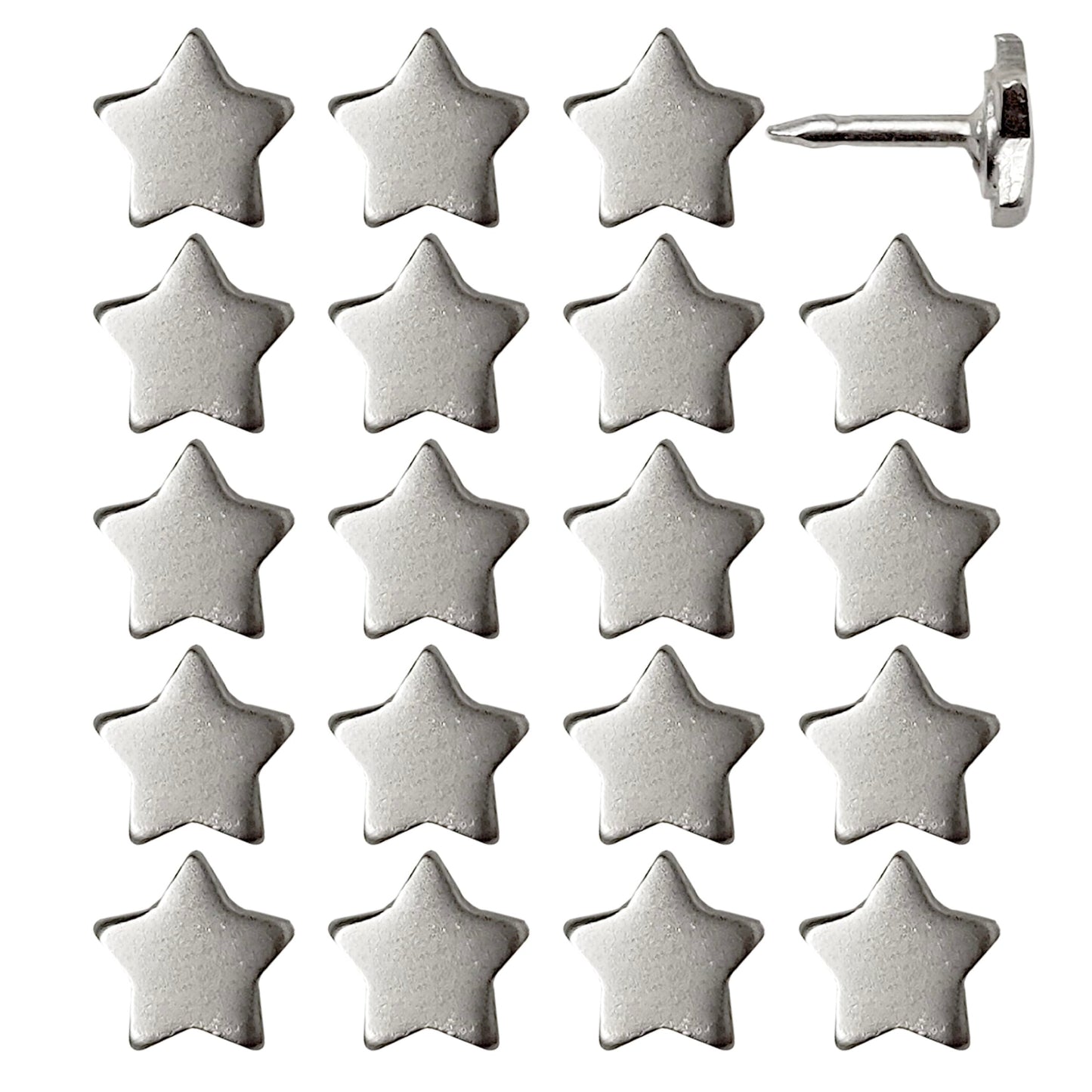 Mini Star Push Pins - Silver Mini Star Pins - for Cork Board, Maps, or Lapel Pin Use - Designed in USA - Set of 20