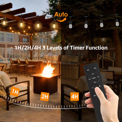 Larkvue 120W Outdoor Dimmer for String Lights with Remote, 4 Brightness, 3 Modes, Timer & Memory Function, Waterproof Plug Switch for S14/ST38/G40