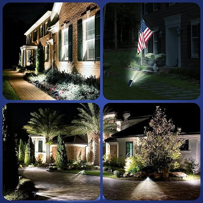 EIUIO Solar Outdoor Lights, 3 Lighting Modes Solar Spot Lights Outdoor with Auto On/Off, Waterproof Landscape Lighting for Garden Yard Pathway