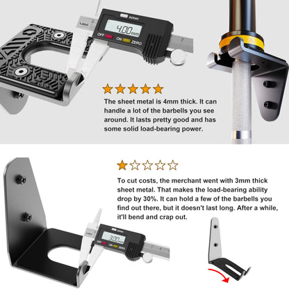 VAIIO Single Olympic Barbell Hanger,Garage Gym Bar Wall Rack,Vertical Barbell Mount Rack,Black Powder Coated,Space Saving Commercial or Home Gym Accessory,Holds Under 33mm Bar Size (Black)
