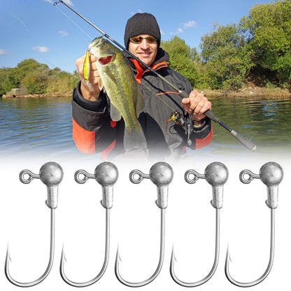 100 Pieces Jig Heads Fishing Hooks Head Jig Hooks with Barb Unpainted Hooks with Plastic Fishing Box for Fishing (1 g/ 1/32 oz)