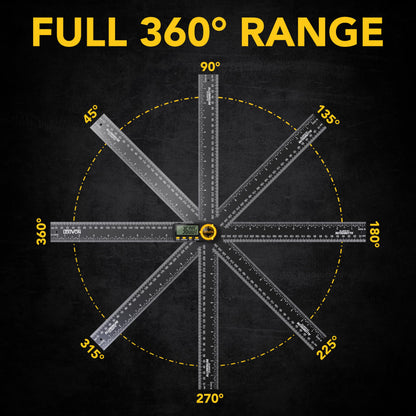 LEXIVON Aluminum Digital Angle Finder Gauge, 10-inch/250mm Multi-Purpose Protractor, Includes XL Display and Rugged Zippered Pouch (LX-DAF10)