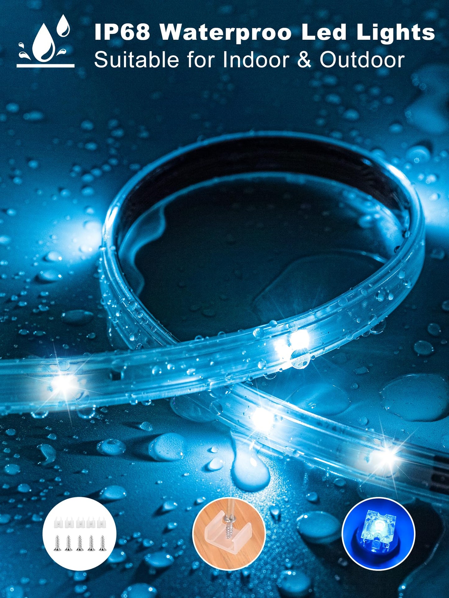 Ledagic Outdoor Led Strip Lights Waterproof 400ft, Ip68 Outside Led Light Strip Waterproof with Remote and App Control, Exterior Music Syne RGB Led Rope Lights for Bathroom, Party Home Decor (2*200ft)