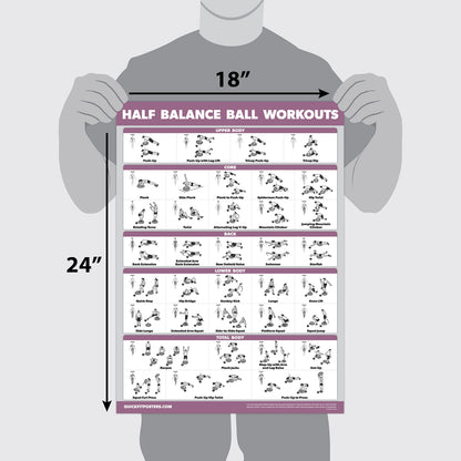 Palace Learning Half Balance Ball Workout Poster - Exercise Chart (LAMINATED, 18" x 24")