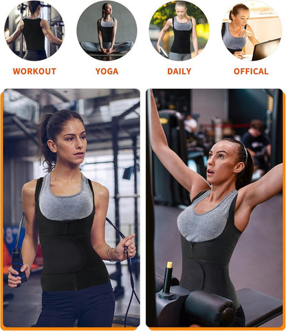Sauna Vest for Women - Heat Trapping Waist Trainer Workout Sweat Vest with Zipper | Comfortable Fit