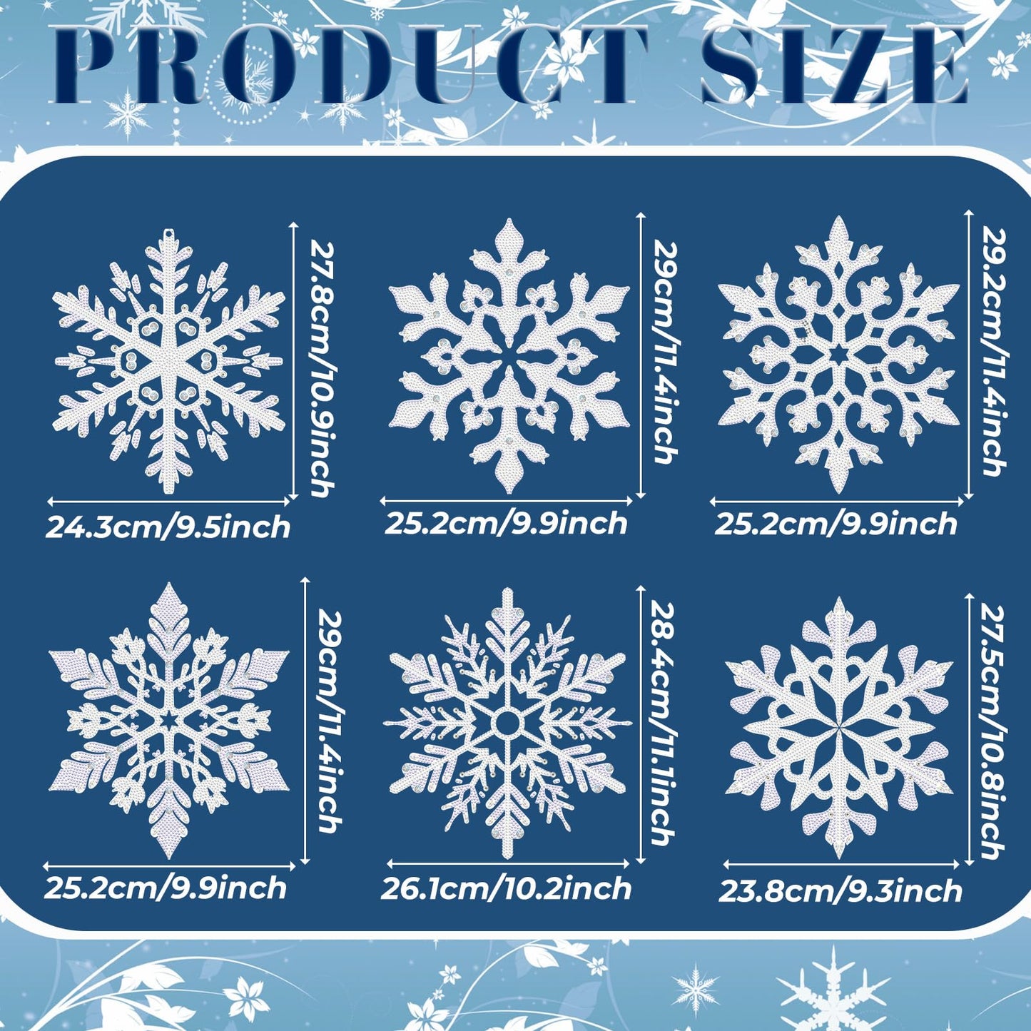 Novabright 6 Pcs Large Winter Snowflakes Diamond Painting Ornaments Set 10 Inch 5d DIY Glittered Snowflakes Diamond Crystal Rhinestone Art Wreath Craft Kits for Winter Holiday Christmas Tree Decor