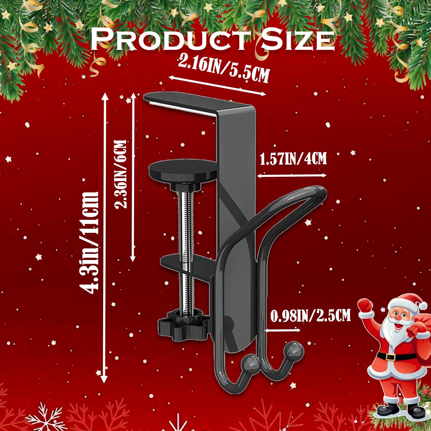 TGLIFEVER Fireplace Stocking and Garland Hanger with Double Hooks, 2 in 1 Mantel Hangers for Garland, Heavy Duty No Drill Christmas Stocking Holder for Party Home Decoration