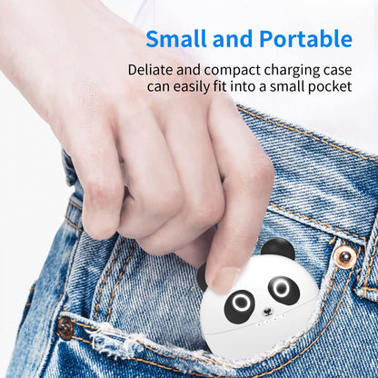 Kids Earbuds, Wireless Bluetooth Girls Boys Headphones with Microphones, 85dB Healthy Volume Control Protect Hearing, Lightweight, Waterproof, 30Hrs Playtime,Earphones for iPad Tablet Computers, Panda