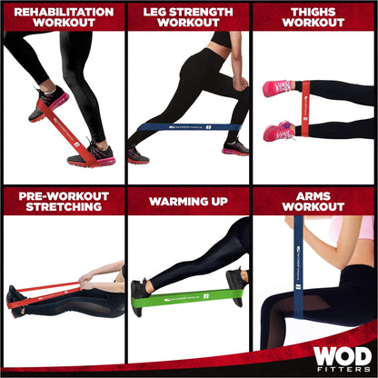 WODFitters Bandelicious Mini Bands Set - 4 Exercise Workout Resistance Bands - Exercise Loops - Workout Flexbands for Stretching, Physical Therapy, Rehab, Home Fitness and Muscle Activation