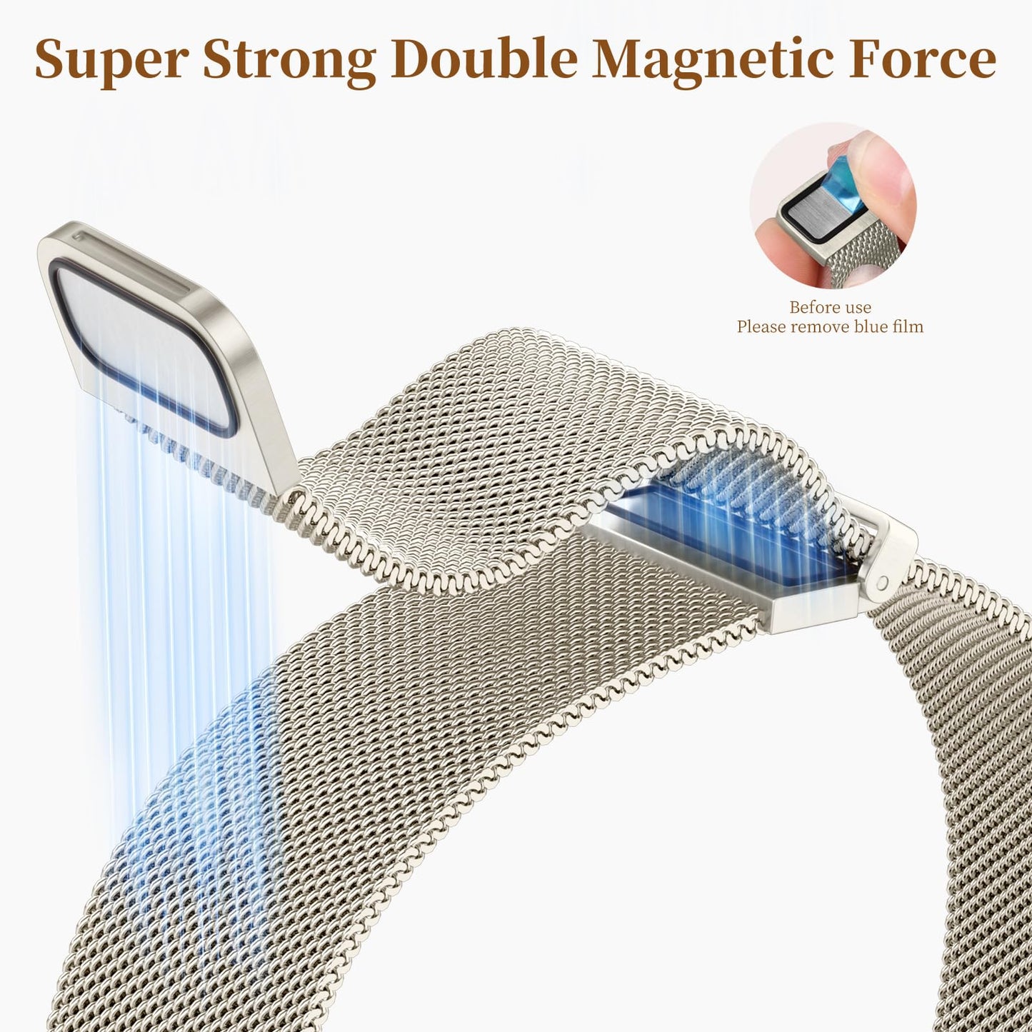 GEAK Metal Bands Compatible with Galaxy Watch 7 Band 6 5 4 FE Active 2 40mm 44mm/Galaxy 5 pro 45mm/Classic, 20mm Stainless Steel Milanese Mesh Loop Magnetic Strap for Samsung Watch Bands Women Men