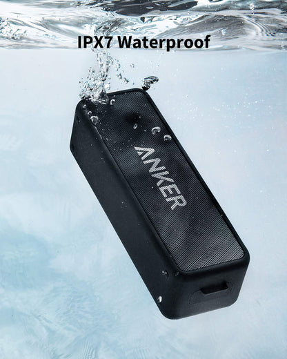 Anker Soundcore 2 Portable Bluetooth Speaker with Stereo Sound, Bluetooth 5, Bassup, IPX7 Waterproof, 24-Hour Playtime, Wireless Stereo Pairing, Speaker for Home, Outdoors, Travel