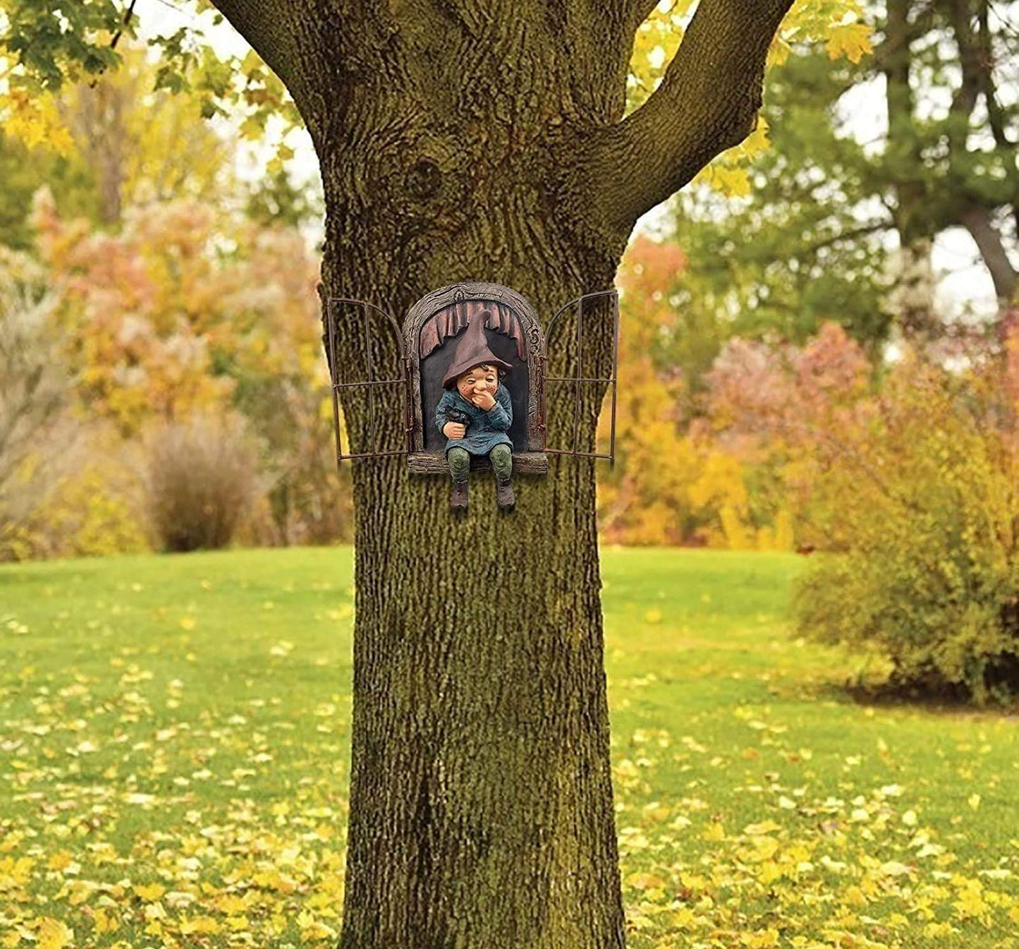 vomiceak Whimsical Fairy Garden Gnome Statue, Tree Faces Decor Outdoor -5.9 Inch, Funny Garden Tree Decoration,Ideal Patio Yard Lawn Porch Decoration