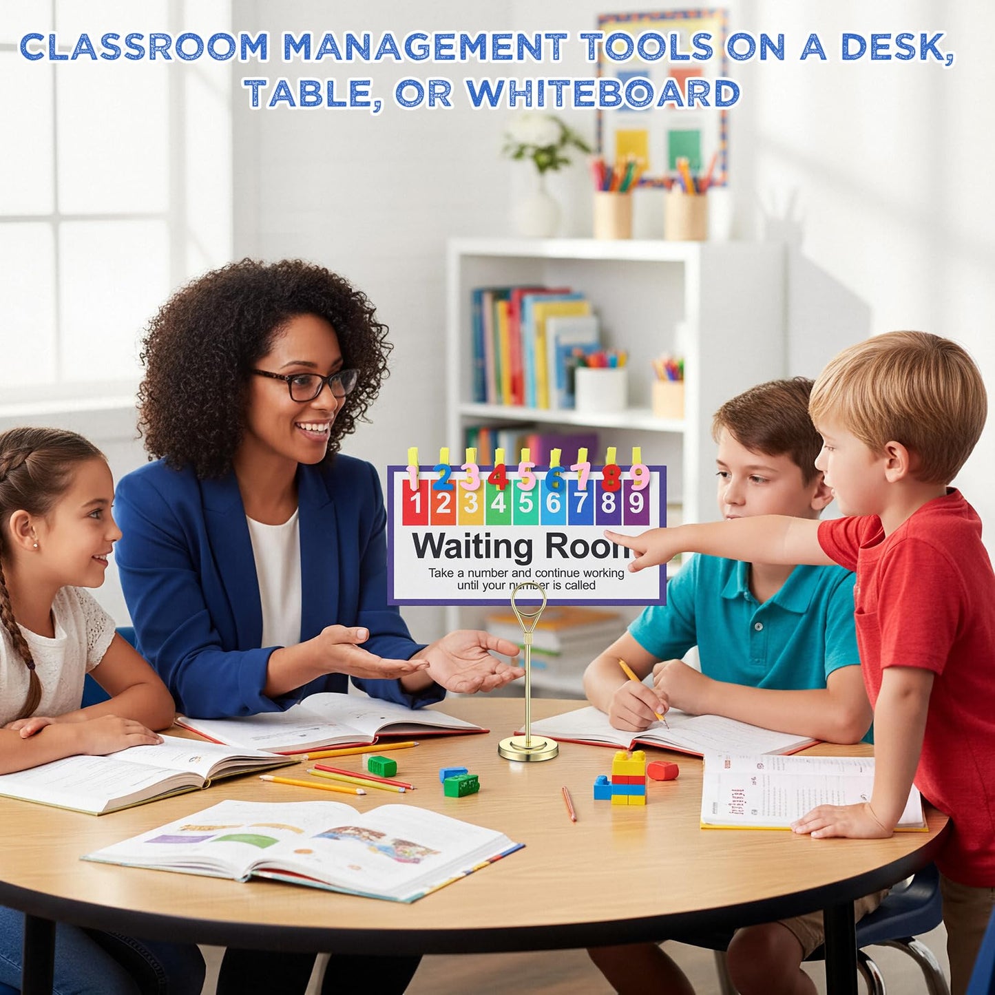 ForraFun New Version 3 Pcs Classroom Management Waiting Room Clip Colorful Chart Teacher's Helper Waiting Room Frosted PVC Poster with Wooden Number Clips, Table Holder for Classroom Supplies(Classic)