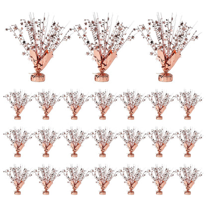 Ohiyoo 24 Pack Rose Gold Metallic Foil Spray Centerpiece Star Table Decoration Burst Table Centerpieces for Birthday New Year Wedding Anniversary Graduation Party Supply (Rose Gold)