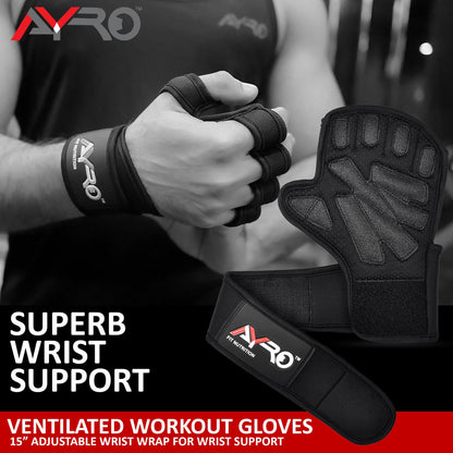 AYRO Workout Gloves for Men & Women – Gym Gloves for Men, Weight Lifting Gloves, with Wrist Support, Breathable Palm Padding, Non-Slip Grip – Ideal for Gym, Fitness, Cross Training, Cycling Gloves