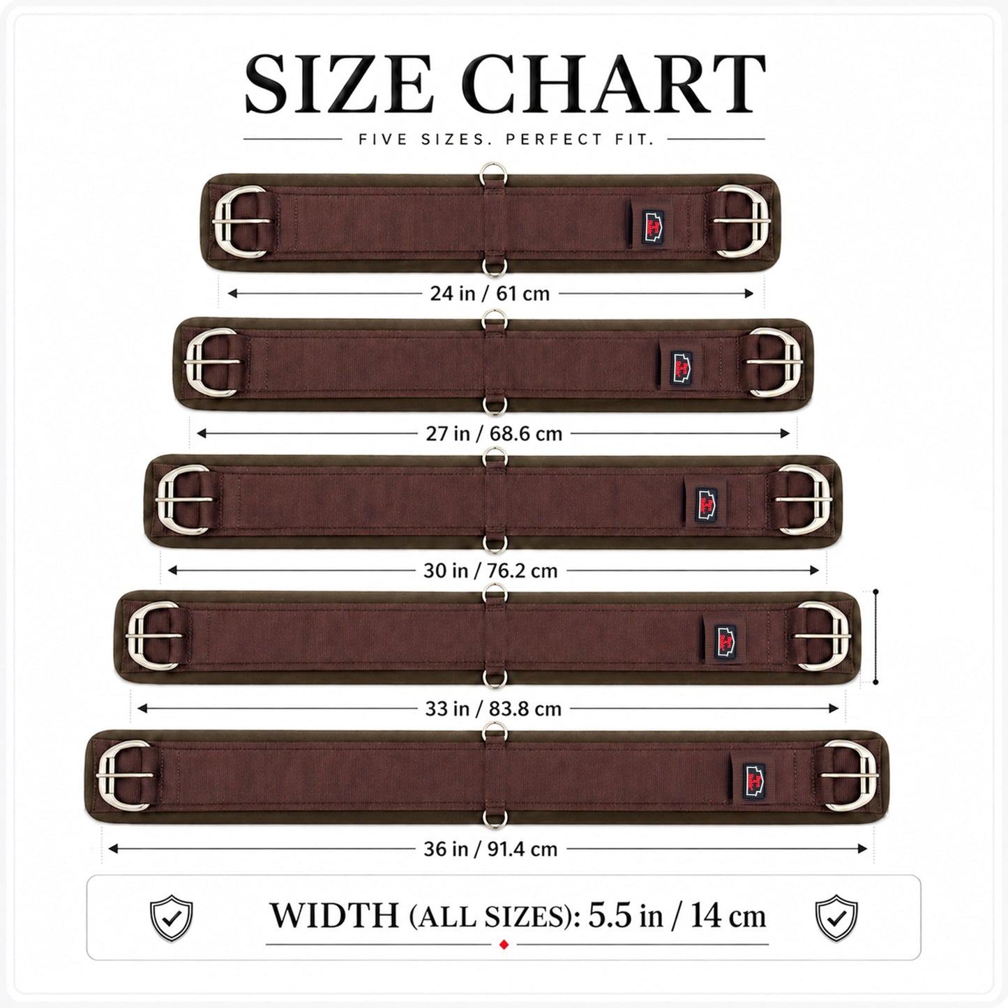 BARN & STABLE Western Horse Cinch with Stainless Steel Double Roller Buckles, Anti-Slip Terry Lining, Comfortable Western Saddle Girth for Stable Saddle Fit, Trail Riding and Ranch Work