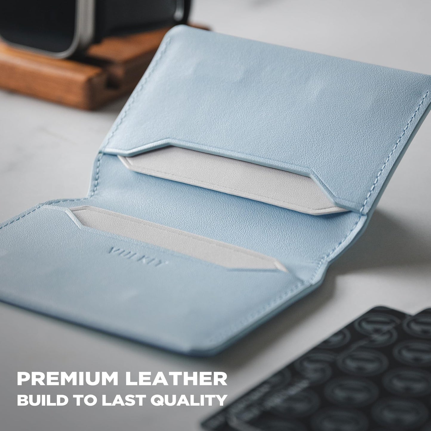 VULKIT Slim Minimalist Card Holder RFID Blocking Leather Credit Card Holder Front Pocket Wallet Magnetic Closure