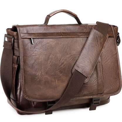 17.3 Inch Messenger Bag for Men: Laptop Bag PU Leather Work Briefcase Large Carry On Computer for Office College Travel,PU Coffee