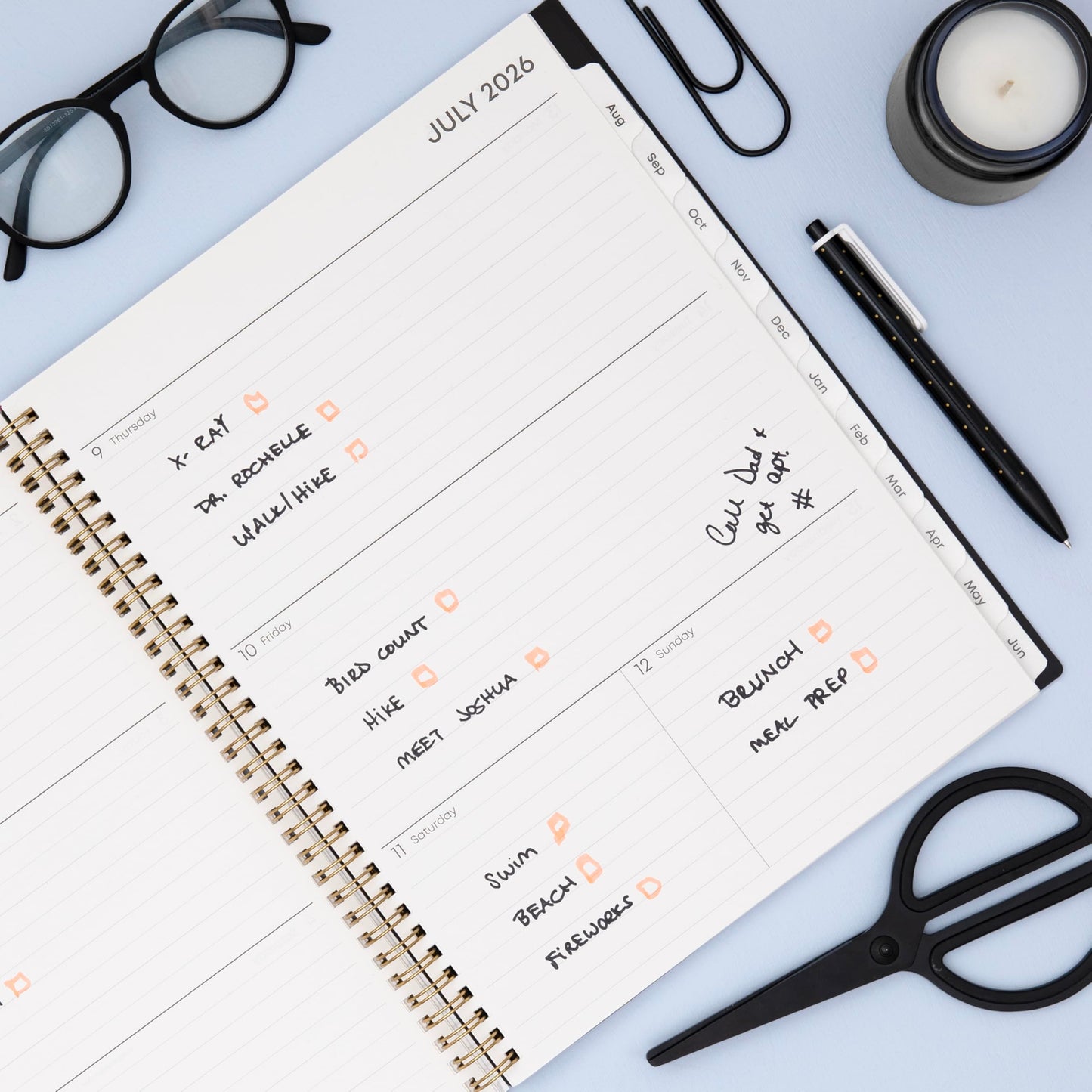 Blue Sky 2026-2027 Weekly and Monthly Academic Year Planner Calendar, July 2026 - June 2027, 8.5" x 11", Flexible Cover, Wirebound, Laminated Tabs, Storage Pocket, Pippi