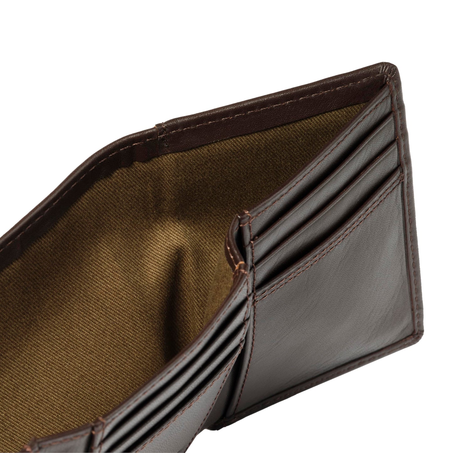 House of Jack Co. Dutton Men’s Leather Trifold Wallet, RFID Blocking Wallet with Flip-Out ID Window, Full Grain Cowhide Wallet, Extra Card Storage, Brown