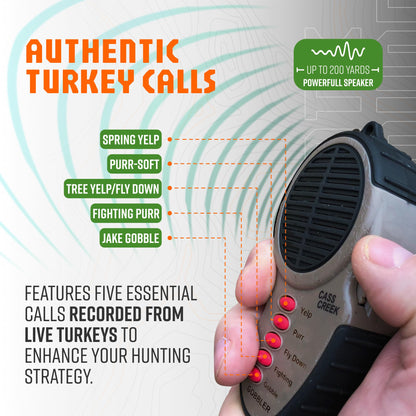 Cass Creek Ergo Spring Gobbler Electronic Game Call, Compact Handheld Turkey Call, Realistic Digital Sounds, Portable Hunting Gear, Easy One-Hand Operation