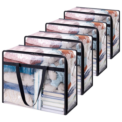 Lifewit 4 Pack Clear Clothes Storage Bags, 40L Plastic Blanket Storage Bag, Vinyl Foldable Moving Bags with Zipper, Closet Organizers and Storage Containers for Bedding, Duvet, Comforter